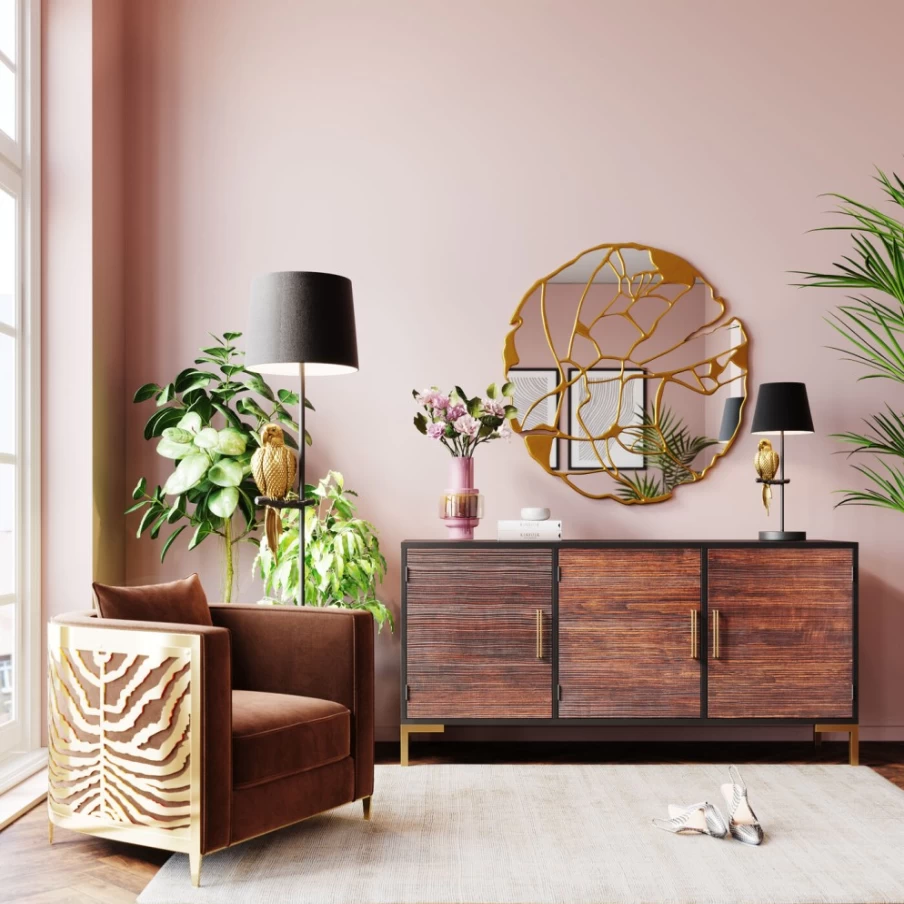 "KARE Design Olbia Dark Wood Sideboard 160cm Wide Modern Storage Cabinet"