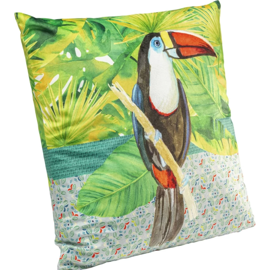 KARE Design Tucan Print Square Cushion Cover 45x45cm Colorful Tropical Bird Decorative Pillow