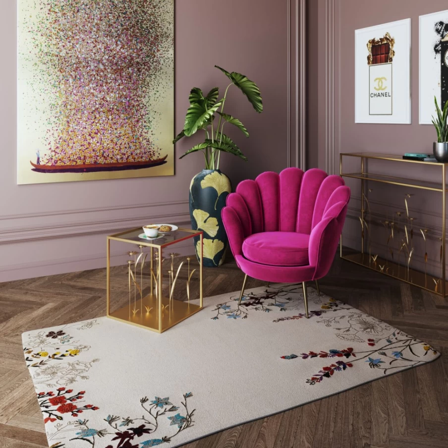 "KARE Design Wildflowers Area Rug 120x180 cm - Handmade Floral Carpet for Living Room"
