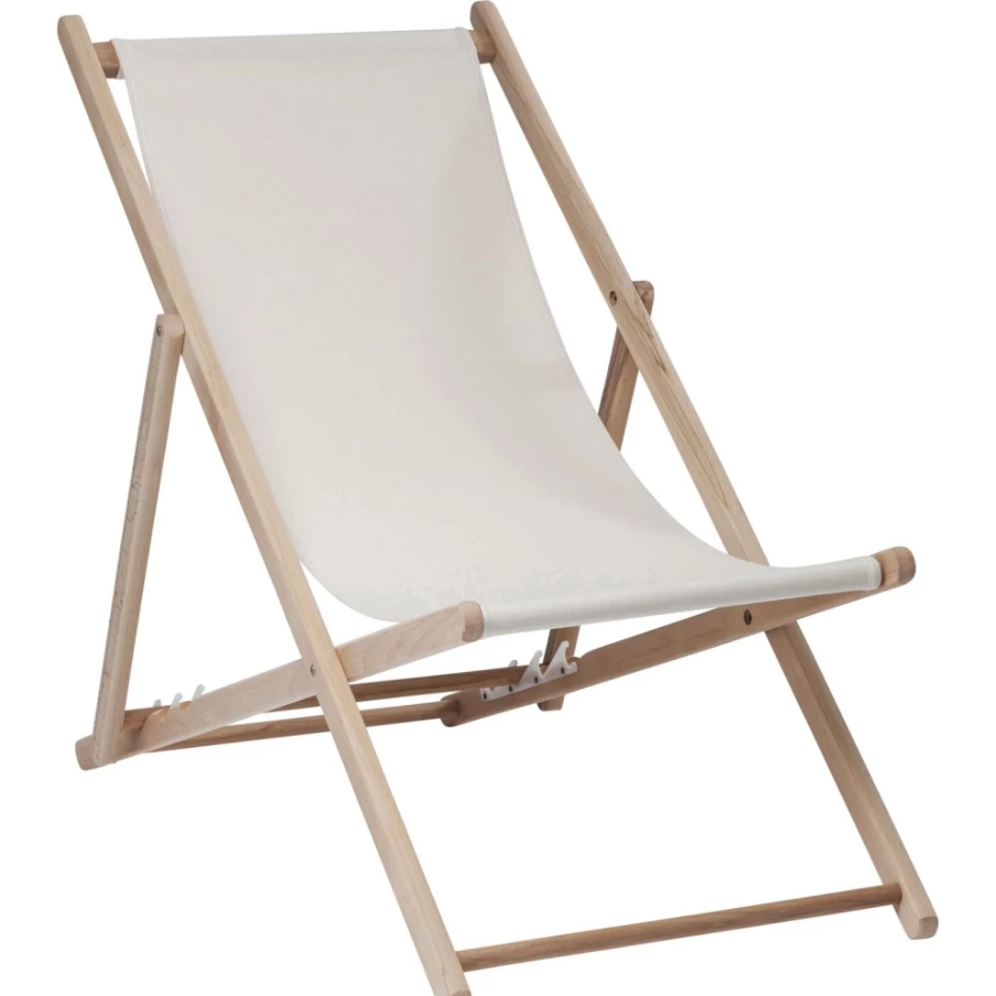 "KARE Design Modern Cream Deck Chair – Lightweight Portable Summer Outdoor Lounge Chair"