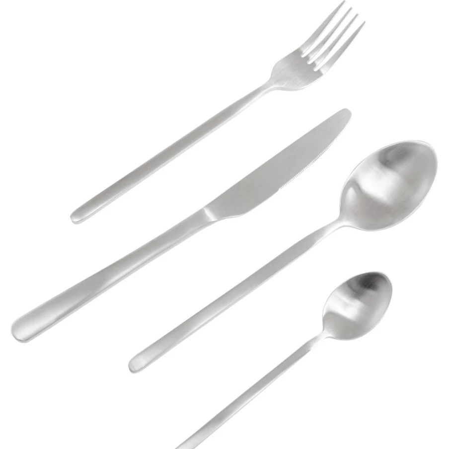 KARE Design Gloria Matte Silver Cutlery Set - 16-Piece Stainless Steel Flatware