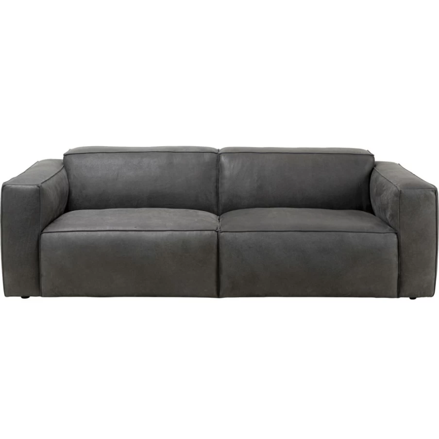 "KARE Design Henry 3-Seater Grey Leather Sofa | Modern Luxury Furniture"