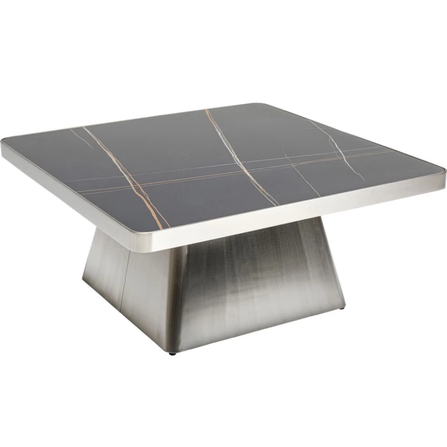 KARE Design Miler Silver Coffee Table - 80x80cm Modern Square Living Room Table