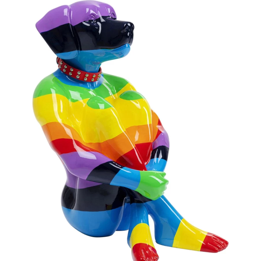 KARE Design Modern Rainbow Sitting Dog Deco Figurine - 80cm Vibrant Home Decor Statue