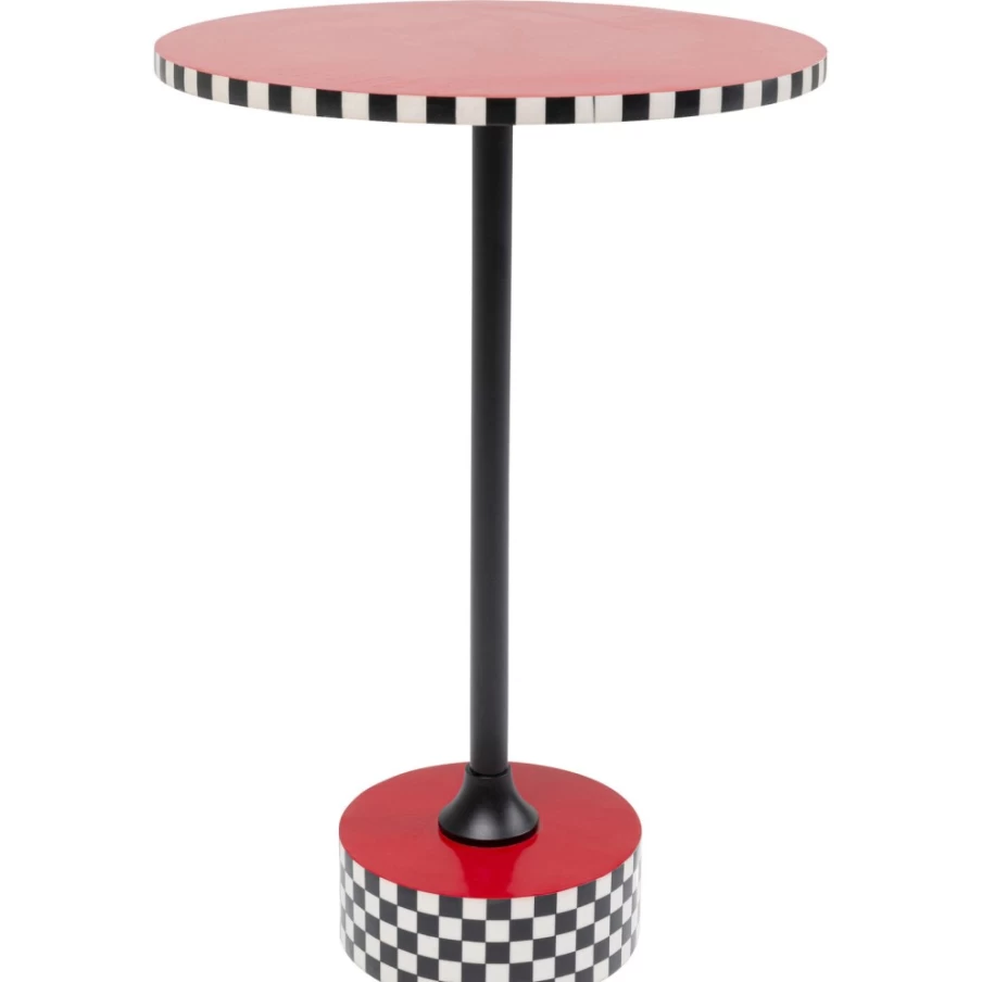 KARE Design Domero Red Checker Pattern Side Table - 40cm Modern Accent Table