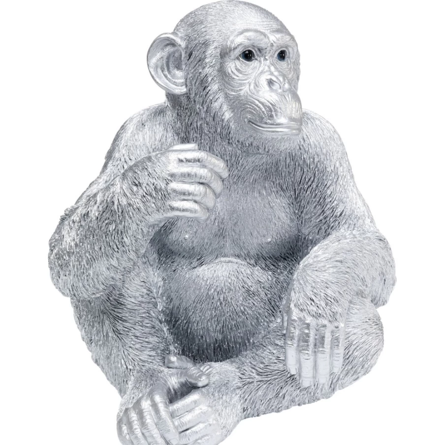 "KARE Design Modern Baby Ape Silver Statue – 53cm Decorative Figurine for Home Décor"