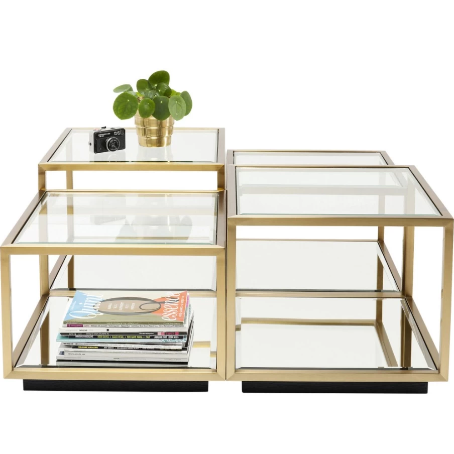 KARE Design Modern Gold Coffee Table Set of 4 - Luigi Collection Luxury Living Room Furniture