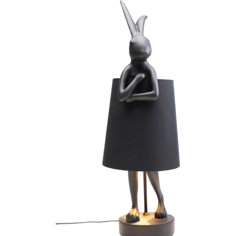 KARE Design Modern Rabbit Table Lamp - 68cm Matt Black Animal Nightstand Lighting
