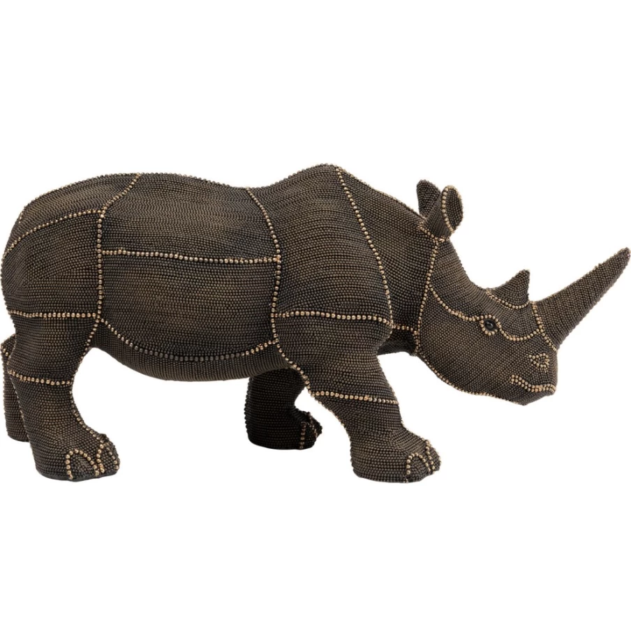 KARE Design Modern Rhinoceros Figurine with Rivets and Pearls Decor - 25cm Home Decoration Statue
