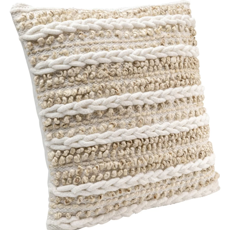 KARE Design Beige Cushion Loop Knit Pillow Cover 45x45 cm Home Decor Textured Throw Pillow