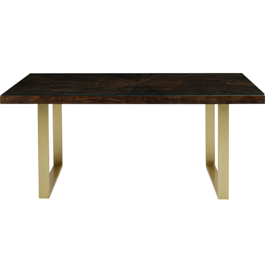 KARE Design Brass Dining Table Conley 180X90cm Modern Kitchen Table Golden Metal Frame