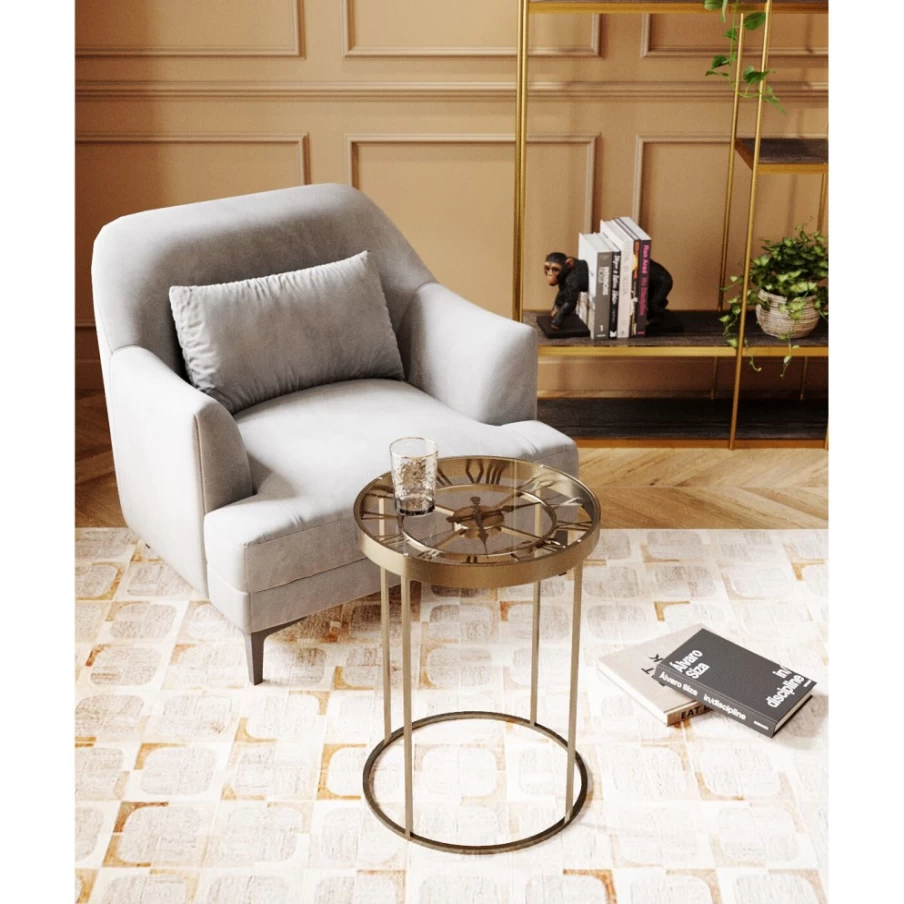 KARE Design Roman Brass Side Table - 42cm Round Accent Table, Vintage Home Decor