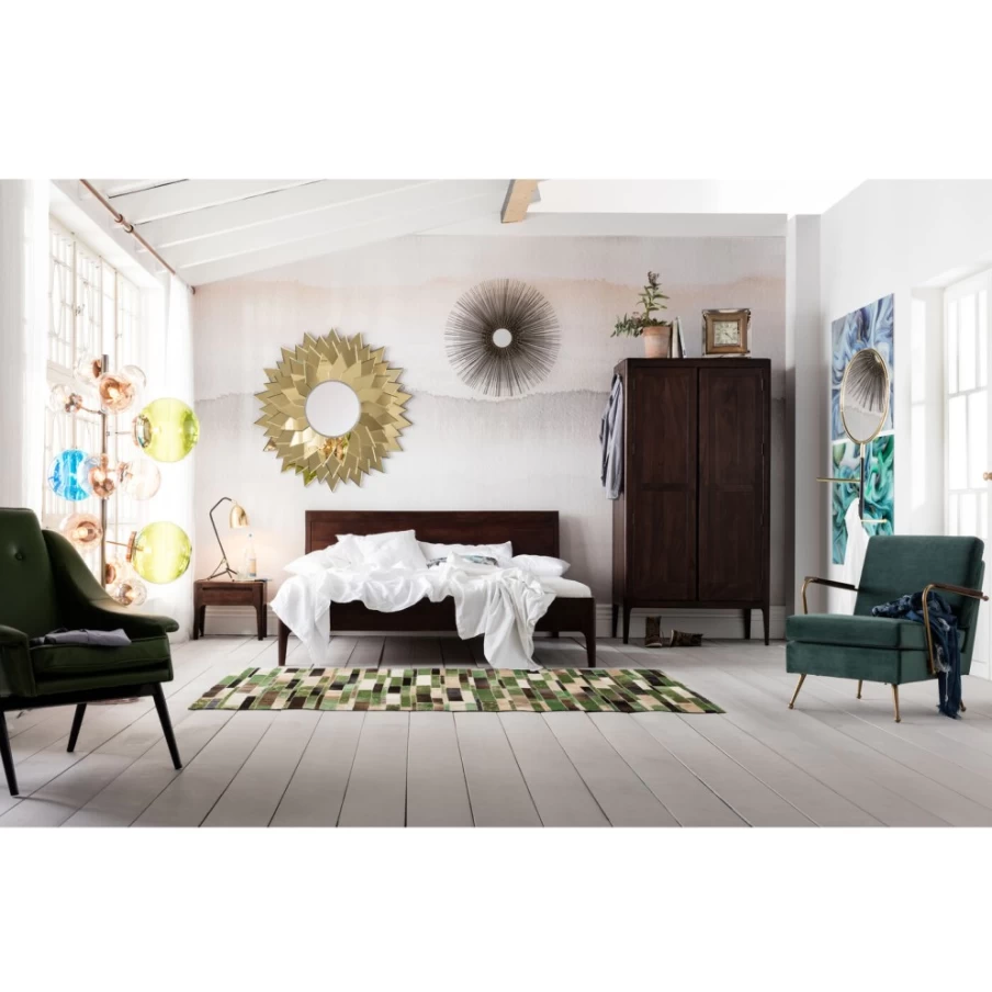 KARE Design Modern Walnut Wooden Bed Frame - Brooklyn Style 160x200cm Solid Wood Queen Size