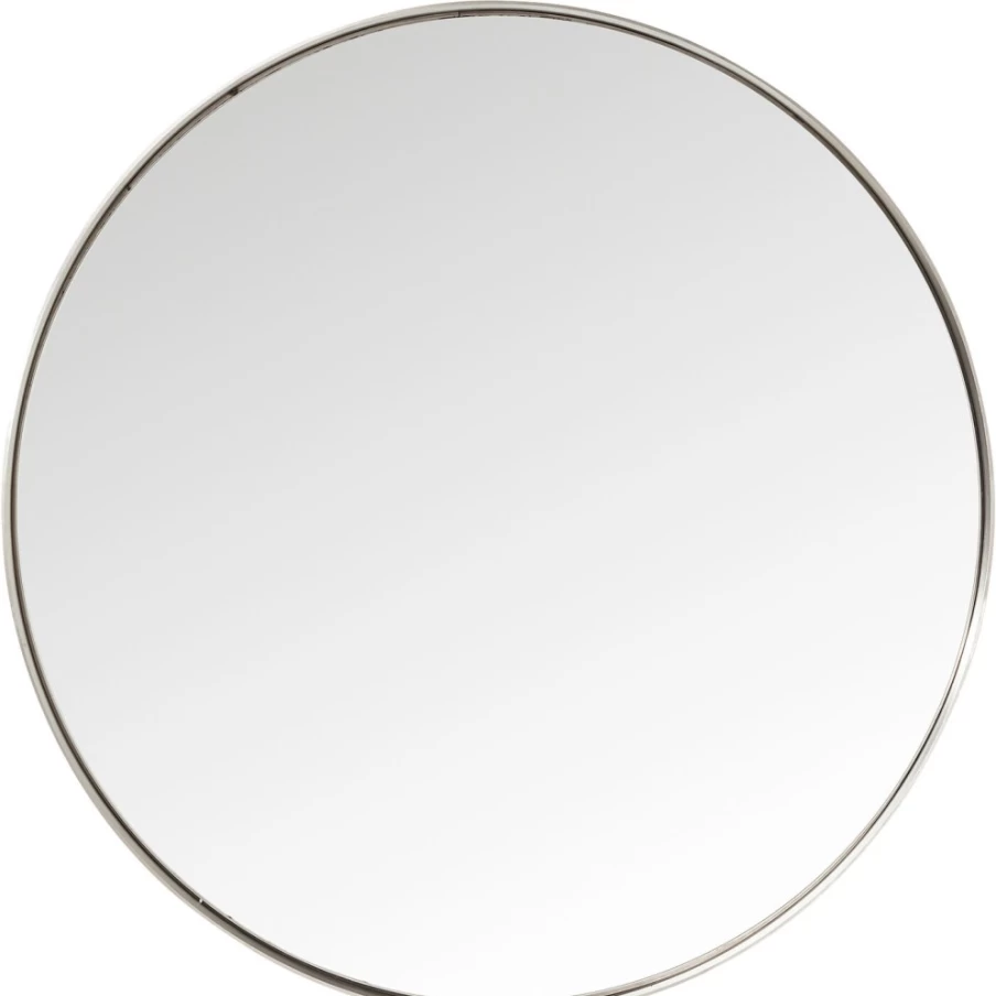 KARE Design Modern Round Stainless Steel Mirror - 100cm Curved Elegant Wall Decor