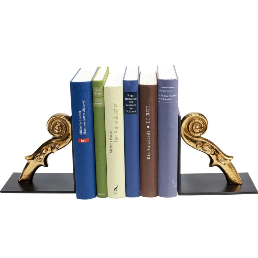 KARE Design Modern Music Note Bookends - Set of 2 Decorative Book Holders for Shelves
