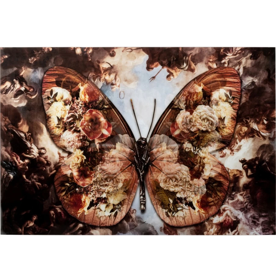 "KARE Design Modern Glass Wall Art - Butterfly Picture 150x100 cm for Home Decor"