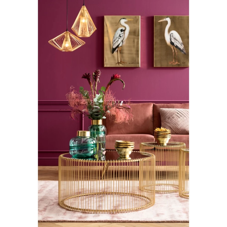KARE Design Brass Coffee Table Wire Uno - 80cm Modern Side Table for Living Room