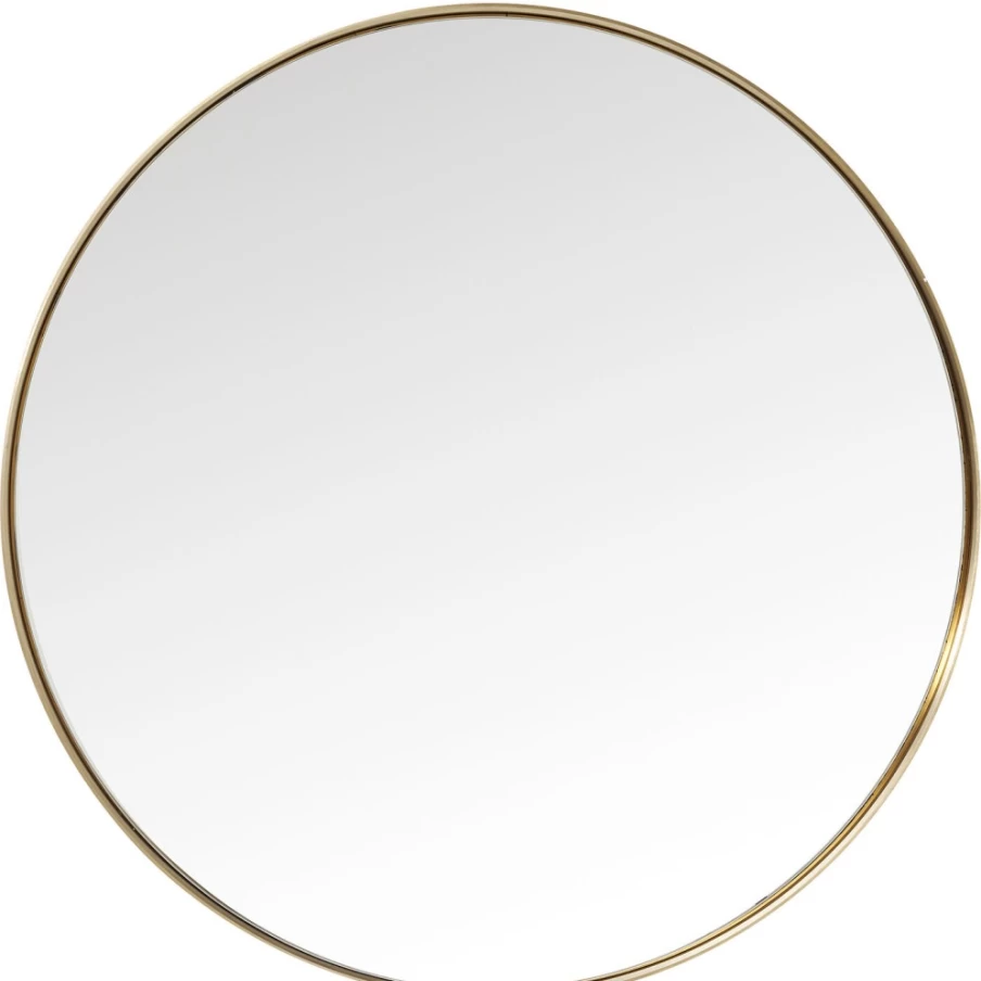 KARE Design Modern Round Brass Mirror - 100cm Curved Frame Wall Decor
