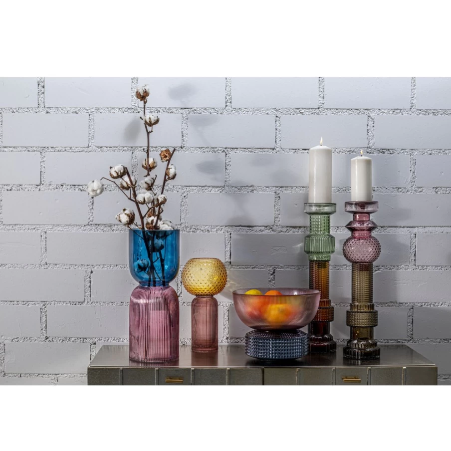 KARE Design Modern Duo-Tone Yellow and Purple Vase - 31cm Tall Decorative Home Decor
