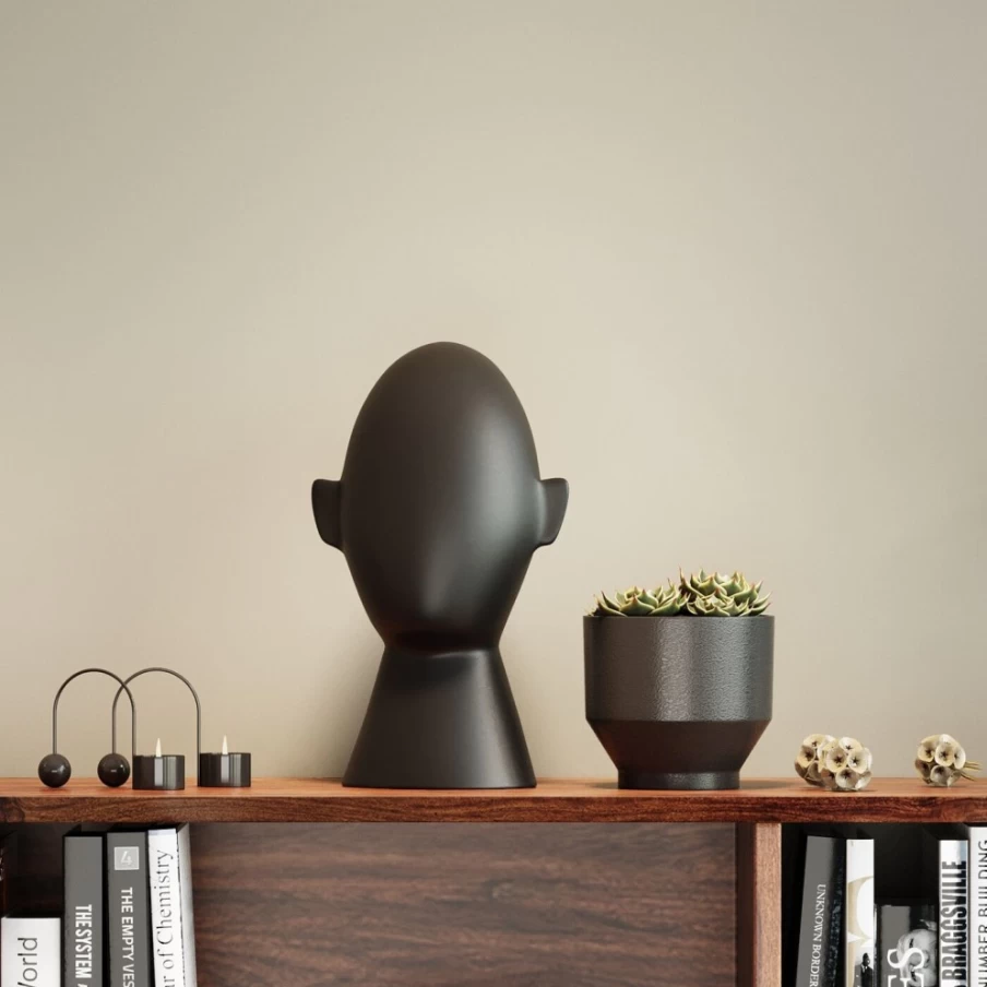 "KARE Design Abstract Face Deco Object – Modern Black Sculpture 34cm"