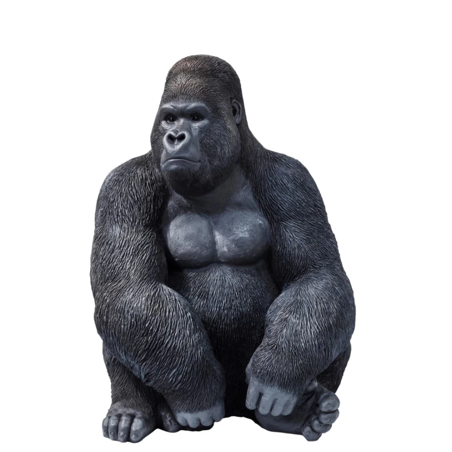 KARE Design Modern XL Black Gorilla Monkey Statue - 76cm Tall Decorative Figurine for Home & Garden