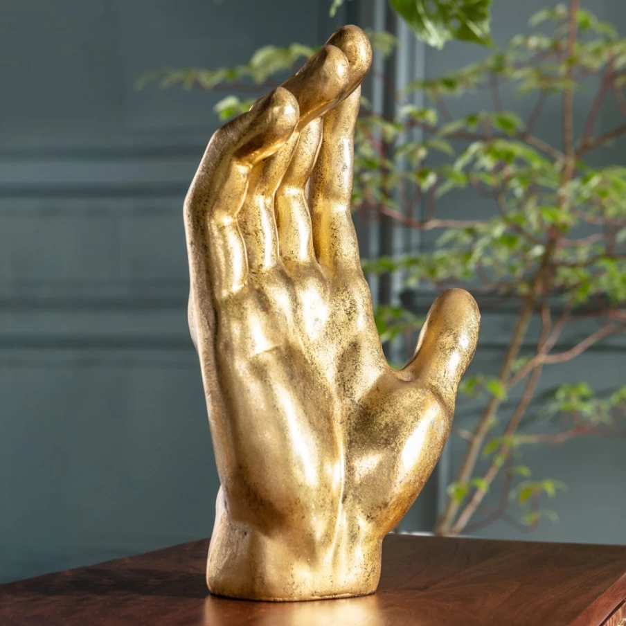 KARE Design Modern Gold Mano Sculpture 35cm Deco Object for Home Decor