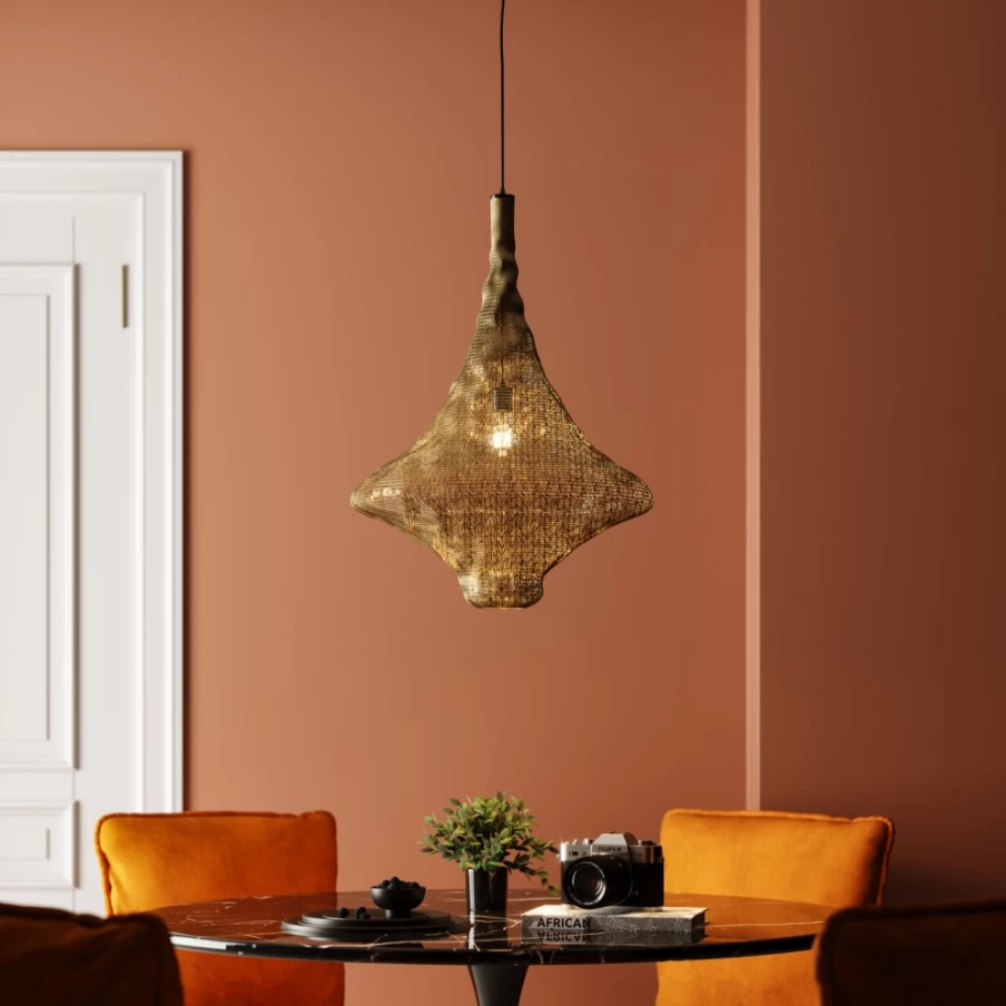 KARE Design Modern Gold Cocoon Pendant Lamp - 51cm Elegant Lighting for Dining Room & Living Room