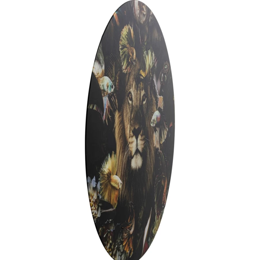"KARE Design Modern Glass Lion Picture Wall Art - 100cm Curious Animal Decor"