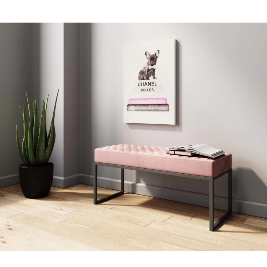 KARE Design Modern Velvet Rose Black Bench 90cm - Stylish Luxury Seating for Living Room
