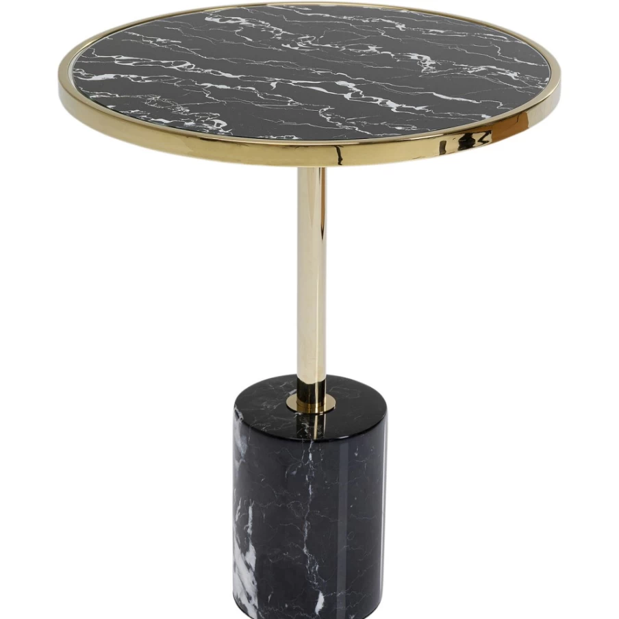 KARE Design Modern Side Table with San Remo Base in Black - 46cm Round Accent Table for Living Room