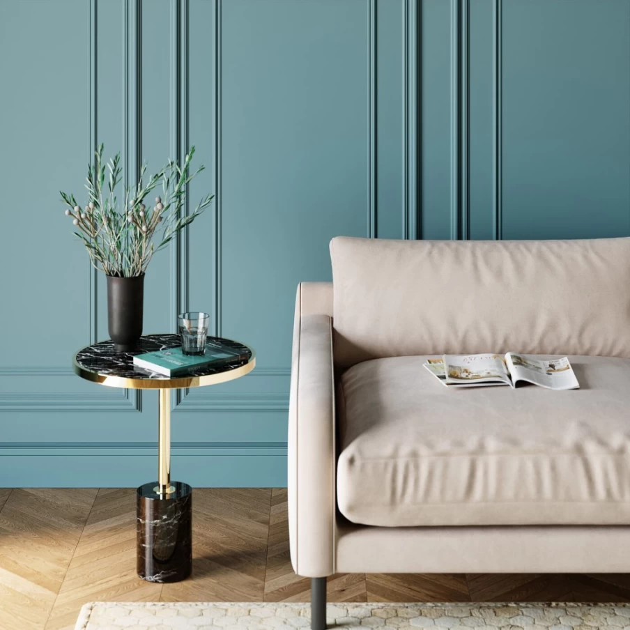 KARE Design Modern Side Table with San Remo Base in Black - 46cm Round Accent Table for Living Room