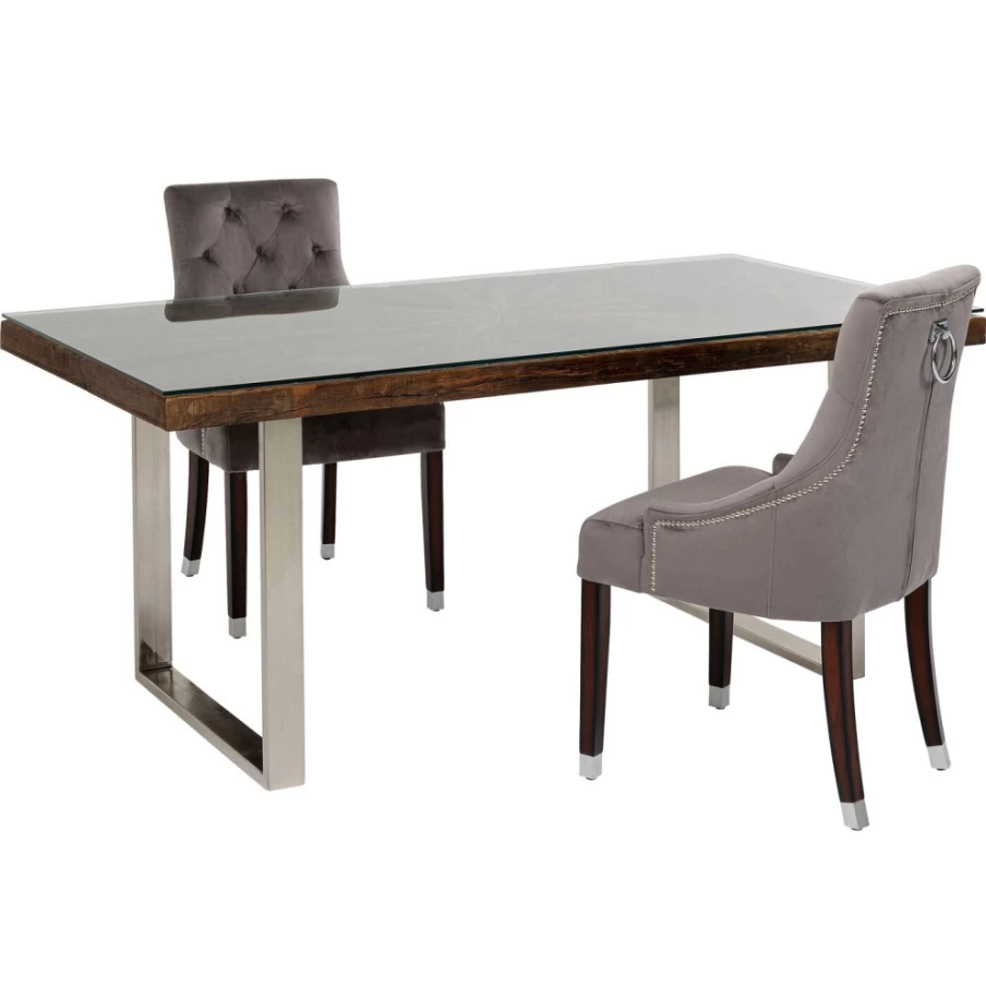 KARE Design Modern Chrome Dining Table Conley 180X90 - Sleek Rectangular Kitchen Table