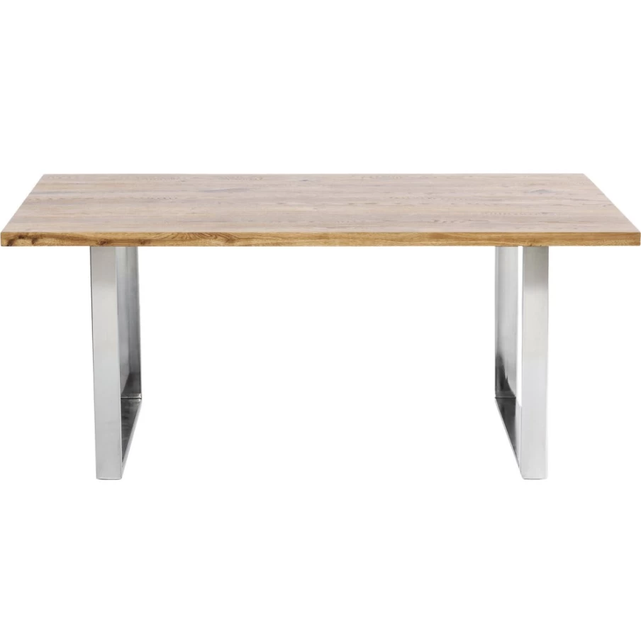 "KARE Design Jackie Oak Dining Table - 160X80 cm Chrome Legs Modern Kitchen Table"