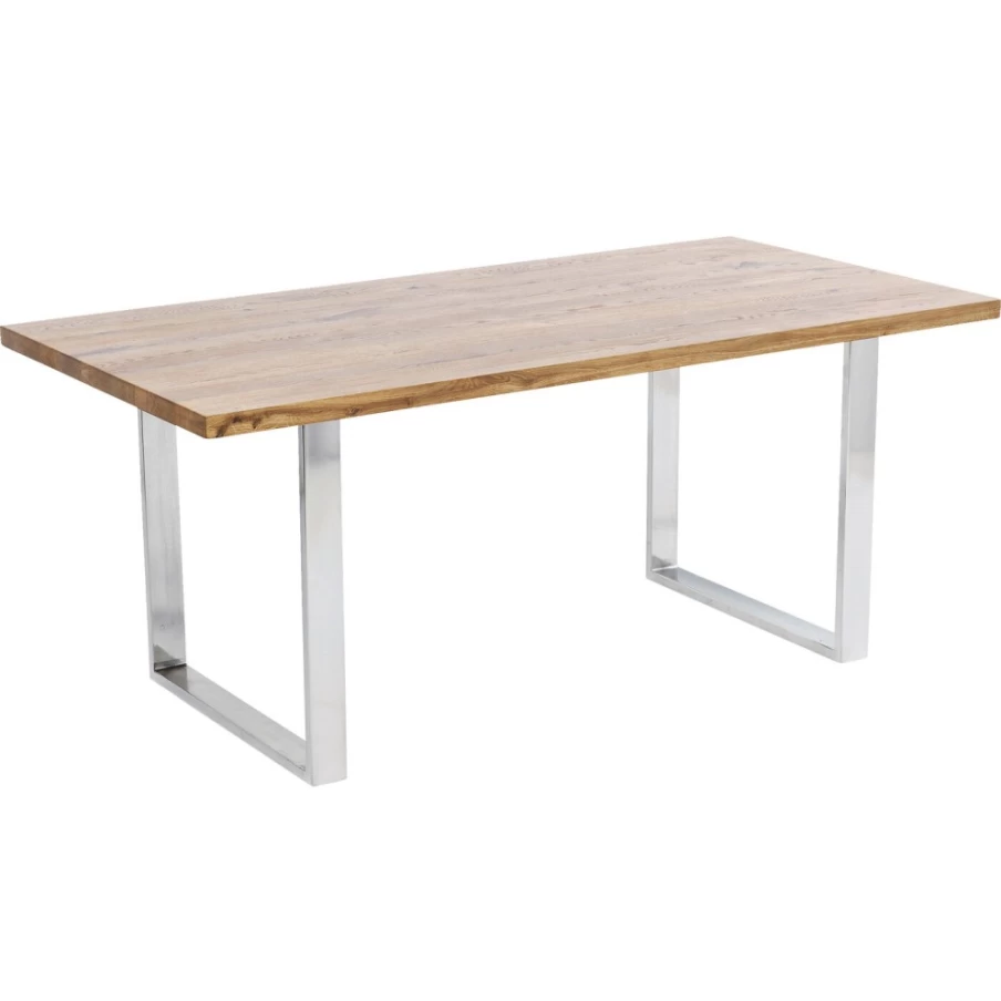 "KARE Design Jackie Oak Dining Table - 160X80 cm Chrome Legs Modern Kitchen Table"