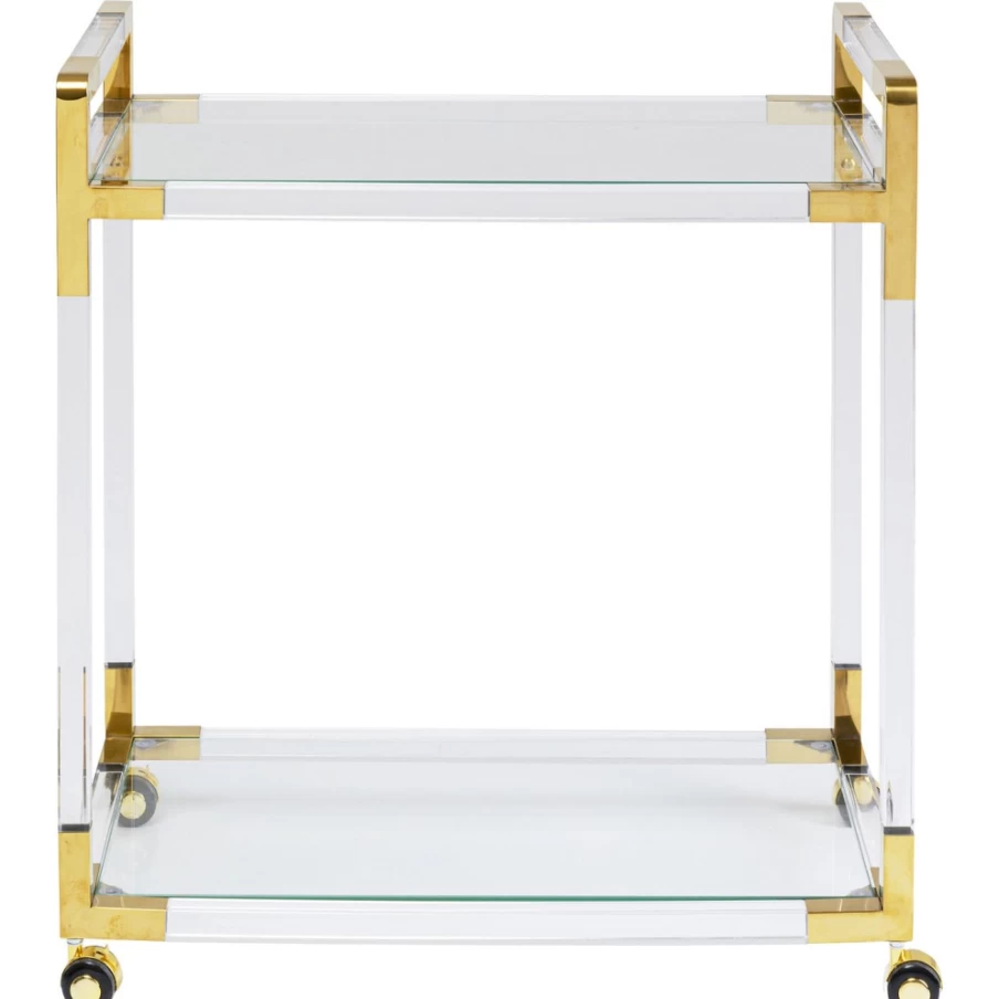 KARE Design Josy Gold Bar Cart - Luxury Rolling Drink Trolley for Home & Bar Decor