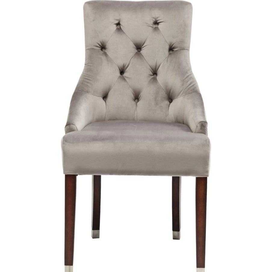 "KARE Design Velvet Grey Chair Prince - Luxurious Velvet Upholstered Accent Chair"