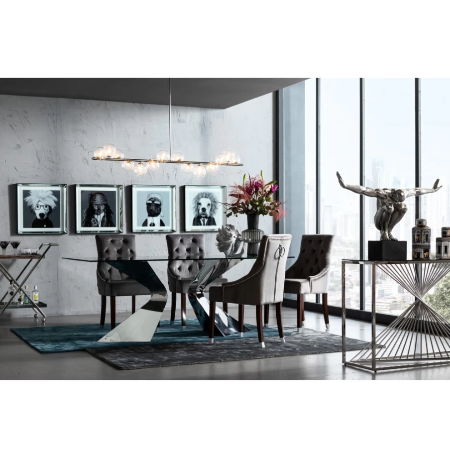 "KARE Design Velvet Grey Chair Prince - Luxurious Velvet Upholstered Accent Chair"