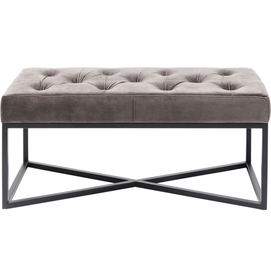 KARE Design Modern Bench Crossover Grey Black 90x40cm Stylish Seating Furniture