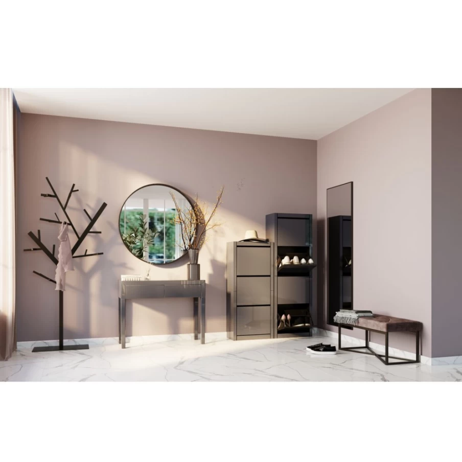KARE Design Modern Bench Crossover Grey Black 90x40cm Stylish Seating Furniture