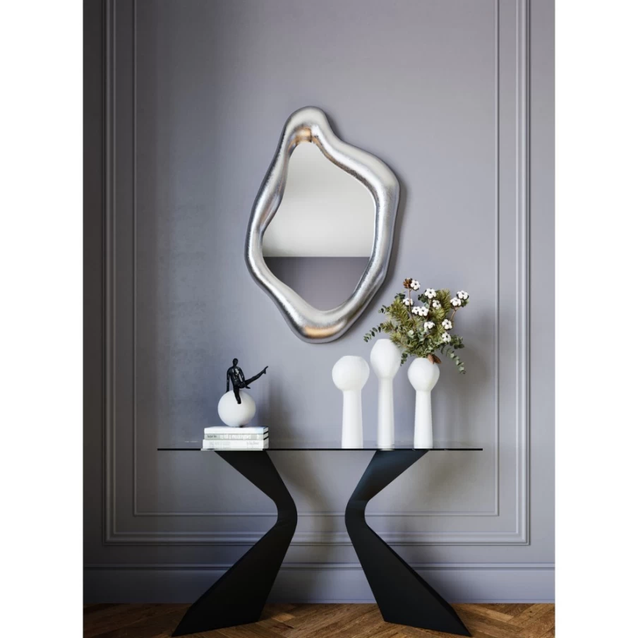 KARE Design Modern Hologram Mirror Silver 117x68cm Wall Decor Futuristic Reflective Art