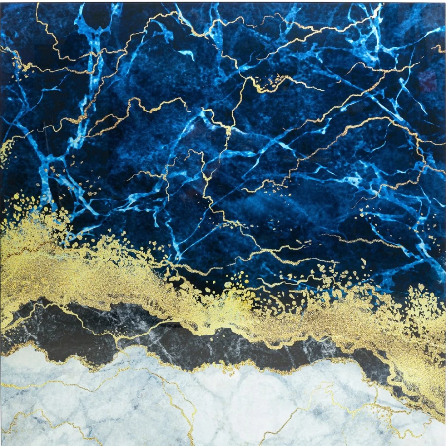 "KARE Design Modern Ocean Art Glass Metal Wall Picture 100x100cm"