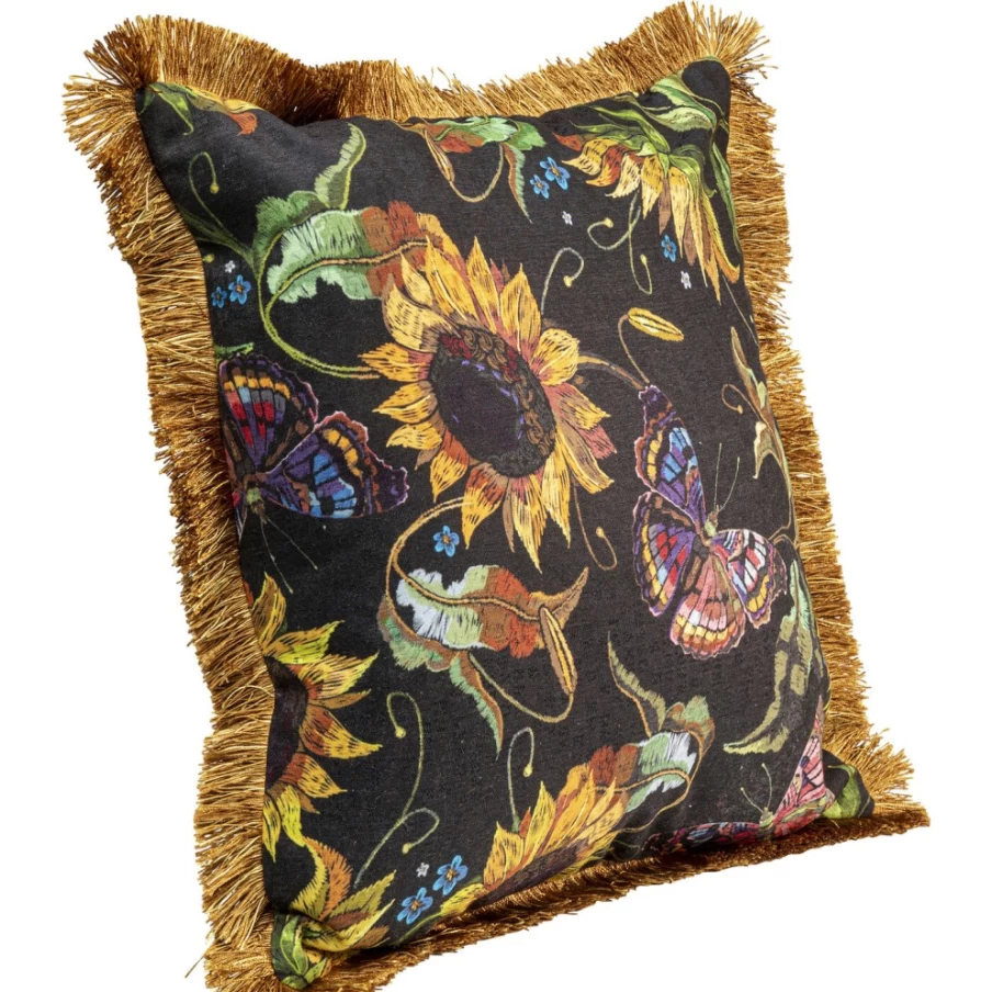 KARE Design Sunflower Fringe Decorative Cushion Cover 45x45 cm Bohemian Home Pillow