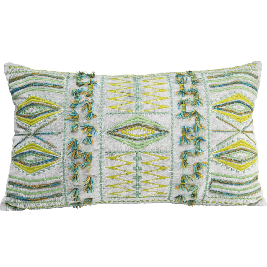 KARE Design Green Patchwork Cushion Cover 60x35 cm - Desna Bohemian Style Decorative Pillow Case