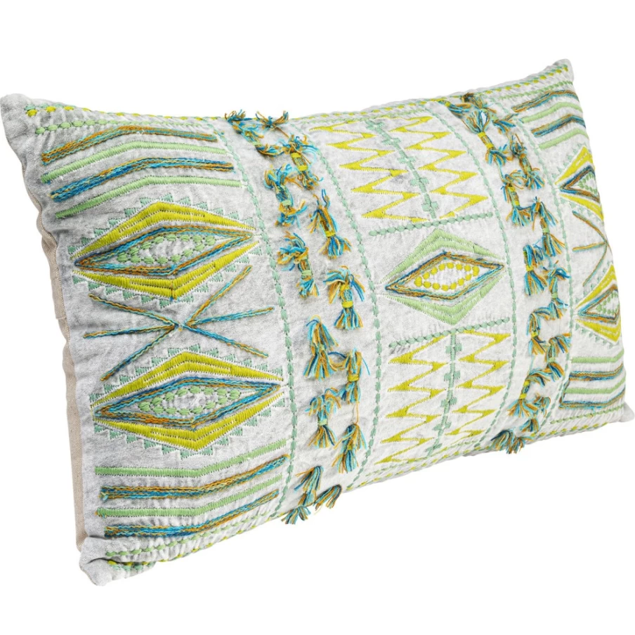 KARE Design Green Patchwork Cushion Cover 60x35 cm - Desna Bohemian Style Decorative Pillow Case