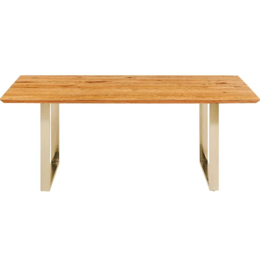 KARE Design Oak Wood Dining Table with Brass Details - 160X80cm Modern Symphony Collection