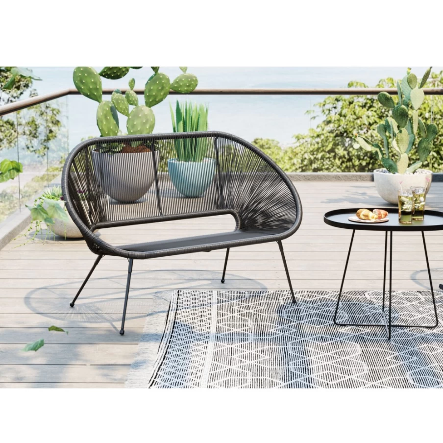 KARE Design Modern Acapulco Bench in Black - Stylish Indoor Outdoor Seating