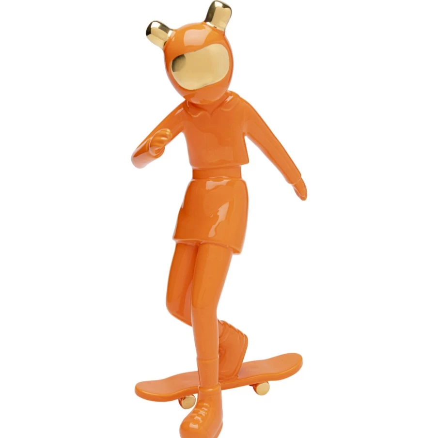 KARE Design Modern Orange Astronaut Ice Skating Deco Figurine - 33cm Home Decor Statue