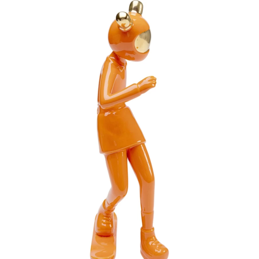 KARE Design Modern Orange Astronaut Ice Skating Deco Figurine - 33cm Home Decor Statue