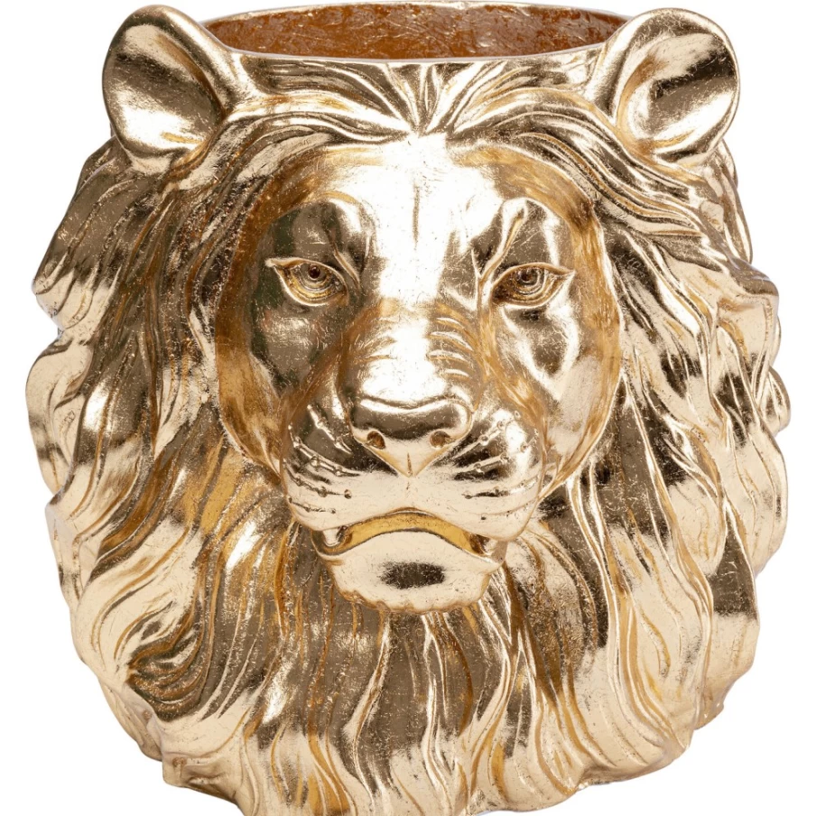 KARE Design Lion Gold Decorative Planter - Modern Home Garden Decor