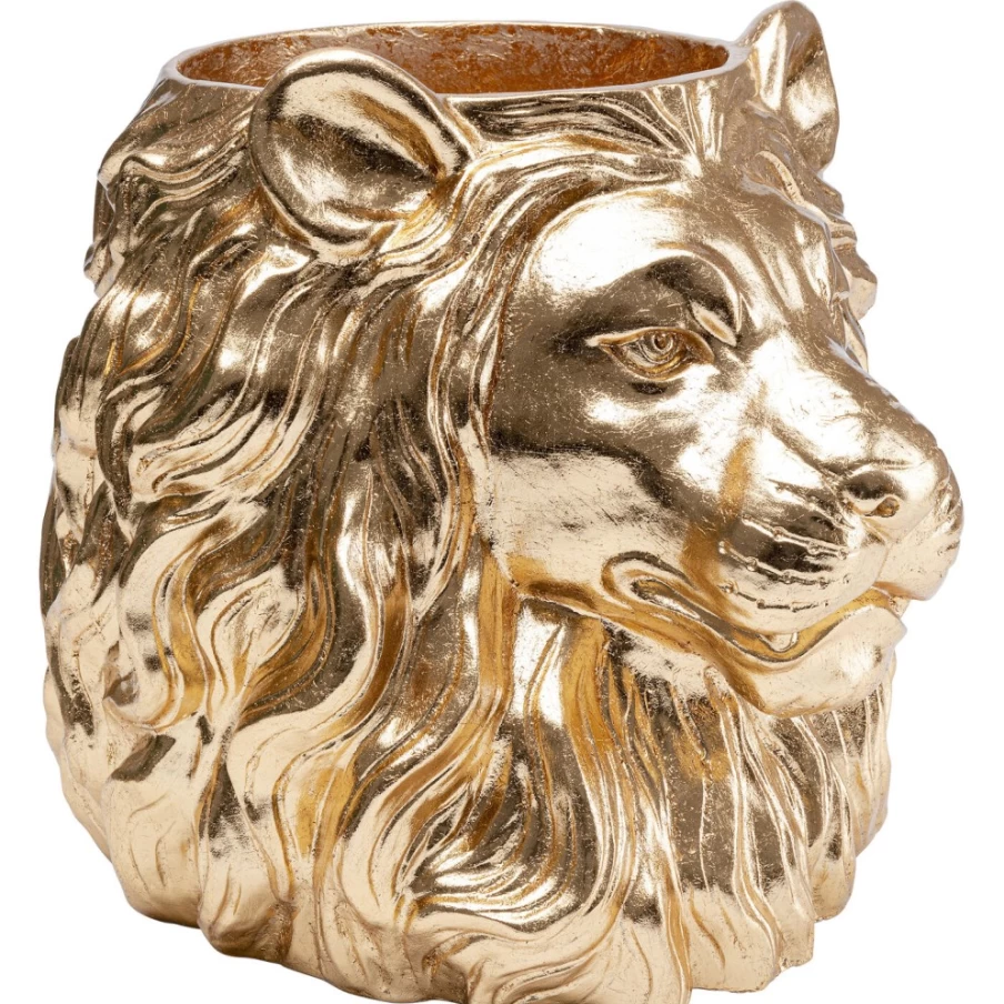 KARE Design Lion Gold Decorative Planter - Modern Home Garden Decor